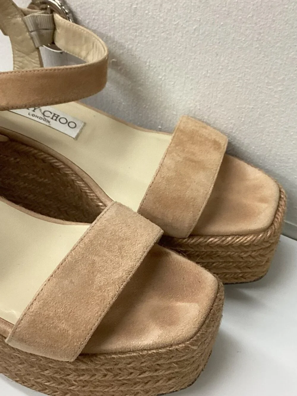 Jimmy Choo Mirabelle 70 Crystal Embellished Espadrille Wedge Sandals